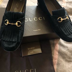 Gucci Black Suede Loafers